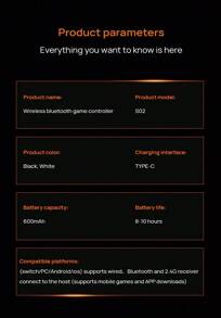 Lenovo S02 Multi-Mode-Wireless-Controller Ein-Klick-Umschaltung zwischen PC/PS/Xbox/Switch Makroprogrammierung + somatosensorisches Mapping Tragbar und lange Akkulaufzeit Adaptives Griffdesign