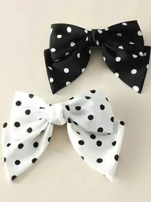 1pc Fabric Hair Clip, Sweet Polka Dot Printed Bowknot Spring Clip Hair Accessory, Suitable For Ponytail, Bun, Wedding And Casual Wear, Claw Clips, Clips For Hair, Hair Slide, Hair Claws