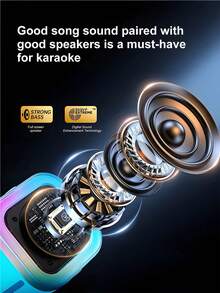 1pc Mini Karaoke Machine With 2 Wireless Microphones, Portable Wireless RGB Light Gift Speaker Set, Home Karaoke Machine, Portable Handheld Karaoke Microphone Speaker For Family Gathering, Birthday, Dorm, Back To School Essential, School Activities, Classroom Interactions, Gift For Classmates, Students, Music Class, Party Supplies - Blue 1 - View 5