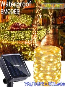 1 件太阳能灯串，50LED/100LED/300LED 太阳能星空灯串，8 种功能，室内外防水铜线仙女灯 7M/12M/22M/32M，多色选择，适合圣诞节、情人节、母亲节、节日送礼、婚礼告白、花园露台、草坪树枝、庭院小径、走廊装饰 - 彩色 - 查看 15