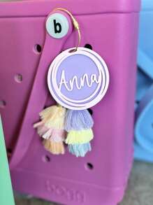 Personalized Initial Bag Charm | Name Beach Tote Tag | Last Name Initial Inside Overlapping Rings | Acrylic Name Keychain | Tassel Beach Accessories Beach Essentials Vacation Beach Bag Summer Accessories,School Supplies,Back To School,School Gift,For Office,For School,For Classroom,For Teacher Gifts,For University,For Colleague,For Dorm Rooms,For Teacher,For Boys And Girls,For Teenagers,Junior High School Students,Middle School Students,High School Senior High School Students,College Students,University Students,Freshman,Sophomore,Underclassmen,All-Purpose,Large Capacity,Versatile,Multifunction,Colorful,Cute,Adorable,Contracted,Funny,Kawaii,Y2K,Minimalist,Commuting,Business Casual,Basics,Custom,Personalized,Unique,Customized,Ideal Gifts For Him,Ideal Gifts For Her,Her,Family,Friends,Girlfriend,For Anniversaries,For Birthdays,For Holiday/ Vacation,For Outdoors/Outings/Travel/Hiking/Stadium/Sports/Climbing,For Business/Commute/Work/Office,Customized Bag Accessories