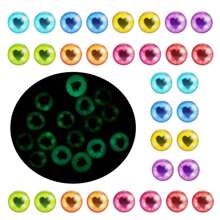 40Pcs Glow In The Dark Cute Eyes Cabochons Mixed Colors Heart Pattern Flat Back Glass Eyes For DIY Crafts, Jewelry, Toys