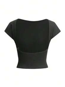 Top maglia attillato e sexy senza schienale da donna per l'estate