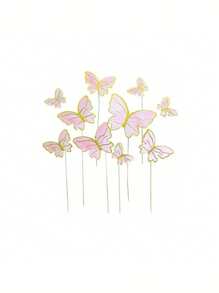 10/20Pcs Mixed Size Butterfly Cake Decorations, 3D Pink And Purple Butterfly Cupcake Decorations, Birthday, Wedding And Party Supplies, Baking Cake, Dessert, Appetizer, Snack Decorations, Butterfly Birthday Cake Decorations, Holiday Inserts, Combination Set