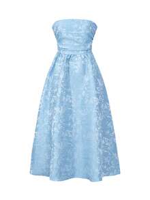 Look Polly Summer Women Dresses,Solid Color Jacquard Long Skirt Tube Top Dress,Wedding Women Dresses Fall Women Clothes, Back To School Clothes,Party Outfit Women Off-The-Shoulder Dress Prom Dress,Elegant Printed Skirt Floral Print Long Dress