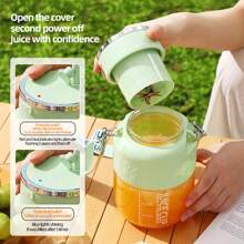 Liquidificador portátil, liquidificador recarregável por USB com canudo, liquidificador de sucos de tamanho pessoal, adequado para milk-shake e gelo picado, equipado com 10 lâminas, mini copo para smoothies com canudo, adequado para fitness, viagens e perda de peso (inclui canudo e corda)