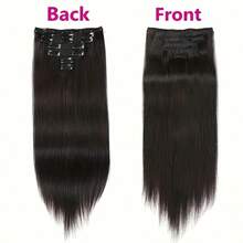 Real Human Hair Clip In Hair Extensions 8Pcs Human Hair Clip In Extensions Straight Remy Human Hair Extensions Clip Ins For Women Double Weft 16-24Inch - Natural Black - 查看 7