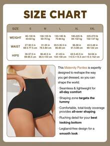1 件女士无缝孕妇平角裤内裤，孕期高腰塑身内裤，支撑腹部 - 黑色 - 查看 5