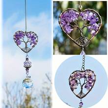 1pc Amethyst Sun Catcher Crystal Stone Rainbow Made Hanging Window, Home Decoration, Car Accessories - Amethyst Tree Of Life - View 3