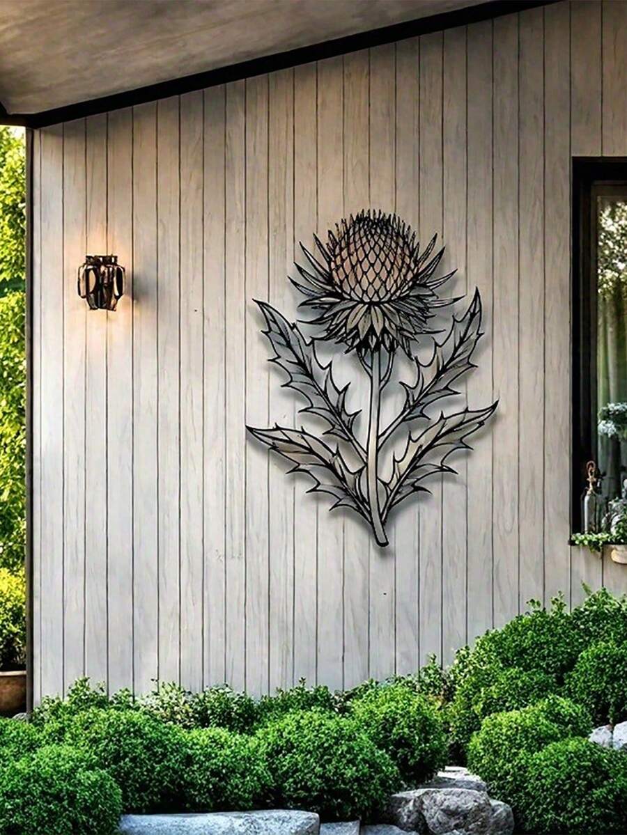 1 件，蓟花金属墙饰，11.8 英寸 * 15.7 英寸，苏格兰之花，自然墙饰，苏格兰礼品，蓟花海报，简约花卉，铁艺壁画，室内外家居露台阳台装饰，优雅挂饰，乔迁礼物，送给妈妈的礼物，家居装饰，房间装饰，墙面装饰，生日毕业