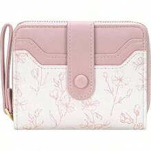 BIAOTIE Cartera para Mujeres Linda Cartera de Flores Florales Portatarjetas RFID Monedero Pequeño Bifold con Cremallera y Bolsillo para Monedas con Ventanas de Identificación (Lazo Rosa) - Azul marino - Ver 12