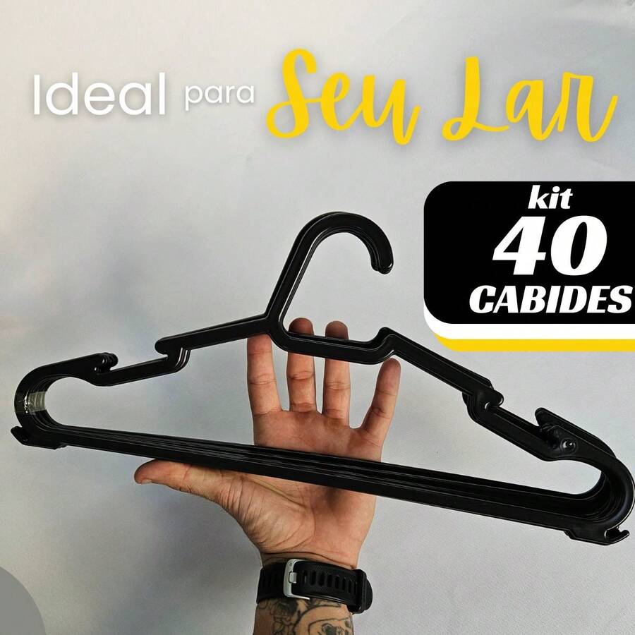 Kit 50 Cheap Reinforced Black Adult Hangers With Handles Resistant For Clothes Wholesale Ready For Delivery - màu đen - Xem 1