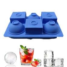 1 pieza Molde de cubitos de hielo de silicona, artículos de cocina, utensilios de cocina, bandejas de cubitos de hielo, bandejas de cubitos de hielo de silicona fáciles de soltar y flexibles de 6 cubitos con tapa extraíble resistente a derrames, para congelador