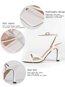 Women's Sexy Celebrity Style High Heel Sandals, 9cm Heel Height, Peep Toe, Ankle Strap, Lace Up, White, Spring/Summer, Party/Wedding, Elegant (Stone Textured Asymmetric Pattern)