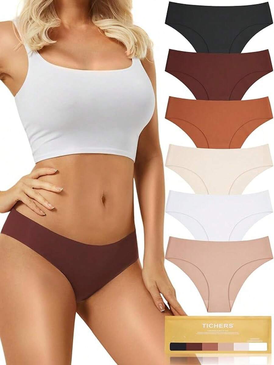 Seamless Women's Underwear - No Show Bikini Panties & Briefs, 6-Pack - A-6 Pack 6 Colors - View 1