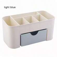 Organizador de maquillaje cosméticos multiusos escritorio baño 6 compartimentos 1 cajón caja joyero organizador cosmético maquillaje organización tocador compacto accesorios belleza práctico - Blanco - Ver 8