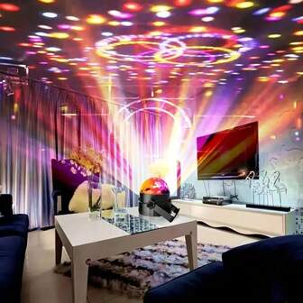 1 Stück LED Lampe, Raum Deko Zaugerball Licht mit Ständer, Kristall Fernbedienung Discokugel Lampe, 7-Farben Drehende Bühnenlampe mit Fernbedienung, Drehende Lampe, Fernbedienung Farbwechsel, Haus Party&Feiertags Feier Projektions Lampe, Geschenk Licht