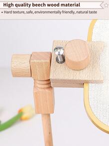 1 قطعة إطار خياطة متعدد الوظائف من الخشب عالي الجودة بلون بيج للتطريز اليدوي، قابل للتدوير، سهل التركيب، مناسب للخياطة من زوايا مختلفة، يأتي مع 1 حلقة تطريز