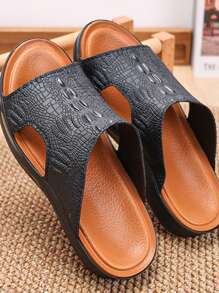 Plus Size Men Casual Fashion Slip-On Sandals, Comfortable Non-Slip Beach Slippers, Suitable For Fathers
