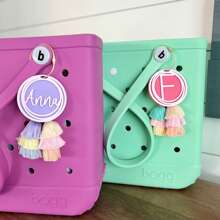 Personalized Initial Bag Charm | Name Beach Tote Tag | Last Name Initial Inside Overlapping Rings | Acrylic Name Keychain | Tassel Beach Accessories Beach Essentials Vacation Beach Bag Summer Accessories,School Supplies,Back To School,School Gift,For Office,For School,For Classroom,For Teacher Gifts,For University,For Colleague,For Dorm Rooms,For Teacher,For Boys And Girls,For Teenagers,Junior High School Students,Middle School Students,High School Senior High School Students,College Students,University Students,Freshman,Sophomore,Underclassmen,All-Purpose,Large Capacity,Versatile,Multifunction,Colorful,Cute,Adorable,Contracted,Funny,Kawaii,Y2K,Minimalist,Commuting,Business Casual,Basics,Custom,Personalized,Unique,Customized,Ideal Gifts For Him,Ideal Gifts For Her,Her,Family,Friends,Girlfriend,For Anniversaries,For Birthdays,For Holiday/ Vacation,For Outdoors/Outings/Travel/Hiking/Stadium/Sports/Climbing,For Business/Commute/Work/Office,Customized Bag Accessories