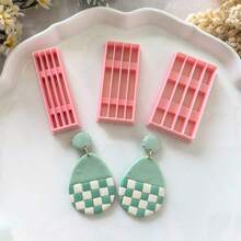 1 件/3 件棋盘格图案聚合物粘土切割工具，适用于珠宝制作 - 白色 - 查看 12