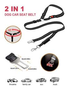 1 件装二合一宠物车用牵引绳，双连接防止逃脱，中型/大型犬牵引绳，防拉扯，可调节，夜间反光，户外宠物用品 - 彩色 - 查看 4