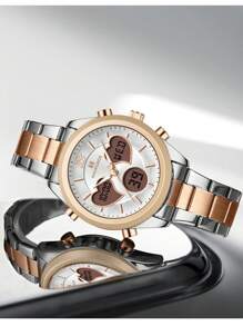NAVIFORCE NAVIFORCE Dial Quartz Analog LCD Digital Watches Seiko Movement Playful Watch Unique Design Of Heart-Shaped Fashion Casual Girlfriend Gifts Clock 5045S,With Gift Box,Perfect Gifts,Perfect For Business Casual/Sporty/Party/Street/IndustrialStyle/Gym/Sport/Refreshing/Young/Business