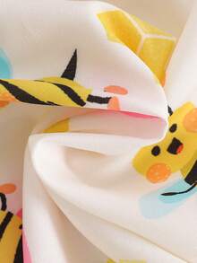 2pcs Baby Girl Summer Casual Bee Print Dress + Hat Set - Multicolor - View 7