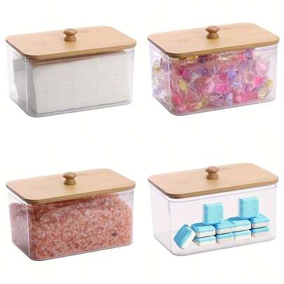 1pc/2pcs Acrylic Dryer Sheet Holder Container For Laundry Room Dryer Sheet Dispenser Laundry Room Organization Jars With Lid For Powder, Dryer Balls, Pods,Scent Boosters, Laundry Room Storage