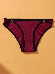 VKME 6 pezzi set di mutande in cotone a vita bassa, biancheria intima con fibbia in metallo, colore unito