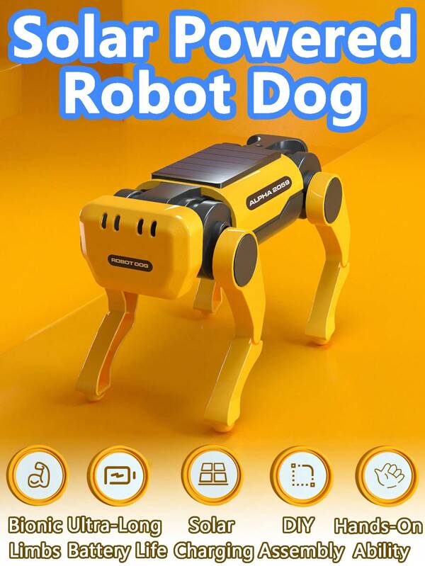 1 Stück Solarelektronischer Hund DIY Handaufbau Elektrisches Modell Bionisches Glied Elektrische Maschine Hund MINT Selbstgenerierende Kinder Wissenschaftsexperiment Set kann im Sonnenlicht laufen, Erfindungsexperiment Spielzeug geeignet als Geschenk zum Geburtstag für Jungen und Mädchen