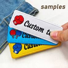 Customize A Personalized Square Full Set Of Racket Embroidered Name Patches With Hook Backing, Suitable For Hats Bag Clothing,Etc