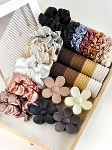 117 Stück/Set mit rosafarbenen süßen Sommer Haaraccessoires, einschließlich Haarband, große Blumen Haarspangen, Haargummis und Scrunchies - geeignet für Mädchen und Frauen, ob für den Weg zur Arbeit, Dates, Partys oder Urlaub, kann Ihre Frisurbedürfnisse erfüllen und Sie zum Fashion-Fokus machen - Neues Design für 2025, Haaraccessoires, Haarklammern