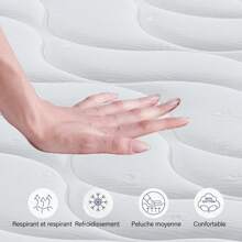 Colchón viscoelástico 90x190 cm, Altura 24 cm, Pure Flow MAX Multicapa, Colchón híbrido con muelles ensacados y viscoelástico, firmeza Media, Tratamiento antiácaros, antibacterias e hipoalergénico