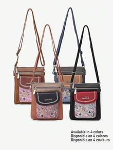 Sweet & Candy Women's Messenger Bag Pu Leather Cute Fun Print Butterfly Original Design Light To Carry Travel School Commuting Retro College Exquisite Commuting - Bleu (Blue) - View 4