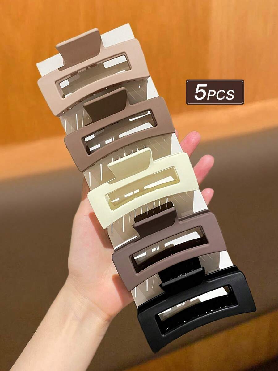 5 Stück Modische einfache quadratische Haarklauen für Frauen, mittlere Größe, in verschiedenen Farben erhältlich, für den täglichen Gebrauch geeignet, empfohlen als Haarschmuck-Geschenkset mit Haarklammern, Haarspangen, Haarklammern, Haarklammern, Haarklammern, Modische Haaraccessoires für Urlaubs-Outfits für Frauen