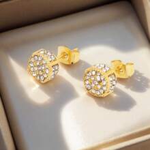 1 Pair Fashionable Elegant Minimalist Rhinestone Stud Earrings