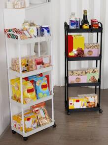 3 Layer/ 4Layer Plastic Rolling Utility Cart With Handle Storage Trolley For Office, Living Room, Kitchen, Movable Storage Organizer With Wheel
