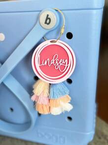Personalized Initial Bag Charm | Name Beach Tote Tag | Last Name Initial Inside Overlapping Rings | Acrylic Name Keychain | Tassel Beach Accessories Beach Essentials Vacation Beach Bag Summer Accessories,School Supplies,Back To School,School Gift,For Office,For School,For Classroom,For Teacher Gifts,For University,For Colleague,For Dorm Rooms,For Teacher,For Boys And Girls,For Teenagers,Junior High School Students,Middle School Students,High School Senior High School Students,College Students,University Students,Freshman,Sophomore,Underclassmen,All-Purpose,Large Capacity,Versatile,Multifunction,Colorful,Cute,Adorable,Contracted,Funny,Kawaii,Y2K,Minimalist,Commuting,Business Casual,Basics,Custom,Personalized,Unique,Customized,Ideal Gifts For Him,Ideal Gifts For Her,Her,Family,Friends,Girlfriend,For Anniversaries,For Birthdays,For Holiday/ Vacation,For Outdoors/Outings/Travel/Hiking/Stadium/Sports/Climbing,For Business/Commute/Work/Office,Customized Bag Accessories