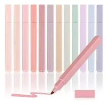12PCS Square Highlighters, Exquisitely Engraved Highlighters, Impermeable And Fade-Resistant, Suitable For Diaries, Note-Taking And Study Organization, Durable Plastic Design, Smooth Application, Ideal For School, Office And Diary Use - School And Office Supplies, Soft Chisel Tip Highlighters - Pastel Aesthetic, No Bleed, Assorted Colors,