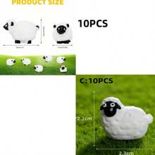 10pcs Mini Resin Sheep Statues Figurines, Cute Ornaments For Indoor/Outdoor Fairy Garden, Landscape Decor, Accessories For Middle East Festivals & Parties (Classic Style)