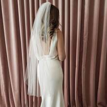 1 Peça Véu de Noiva de Tule Nude Macio, Acessório para Fotografia de Casamento