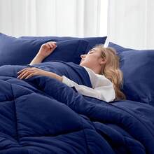 Newspin Queen Bed In A Bag 8 Pieces Comforter Set, Black All Season Bed Set, Queen Bedding Sets With Comforter And Sheets, Pillow Shams, Flat Sheet, Fitted Sheet, Pillowcases And Bed Skirt - 藍色 - 查看 2