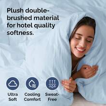 Cover Queen Size Set - Extra Soft Queen Size Duvet Cover 90 X 90 With 2 Pillow Shams - Hotel Luxury Easy Care And Fade Free W/ Zipper Closures & Ties - Breathable Bedding Set (Light Sage Green) - 20 - 淡藍色(無被子) - 查看 3