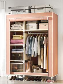 Sturdy Metal Frame Cloth Wardrobe With Fabric Exterior - Space-Saving Closet Organizer For Bedroom, Dorm Or Apartment - Includes Shelves, Hanging Rod And Stacking Area For Multi-Functional Storage And Clothing Organization | Minimalist Wardrobe | Durable Structure, Portable Closet