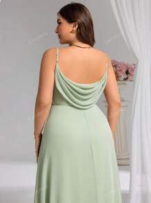 EVER-PRETTY Plus Elegant V Neck Spaghetti Strap Ruched Bust Bridesmaid Gown Summer Long Dresses