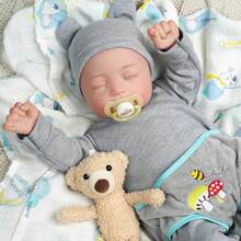 Reborn Dolls - Connie 20-Inch Reborn Baby Boy He Has Painted Hair, Realistic Expressions, And Delicate Facial Painting, He's Handmade And Has A Soft Body For Children's Gift Realistic Babies,Baby Alive,Reborn Baby ,Kids Toy,Realistic,Lifelike Baby Dolls,Toys ,Doll Toys - Grey - View 6