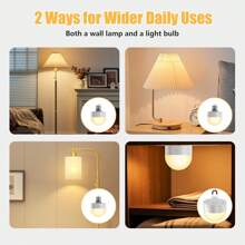 Rechargeable Smart Light Bulb With Remote And Timer,Battery Operated Light Bulb For Sconces And Lamps,Detachable Charging For Non-Hardwired Fixture, 3 Color Temperatures + 12 RGB Colors,1/2pcs E26/27