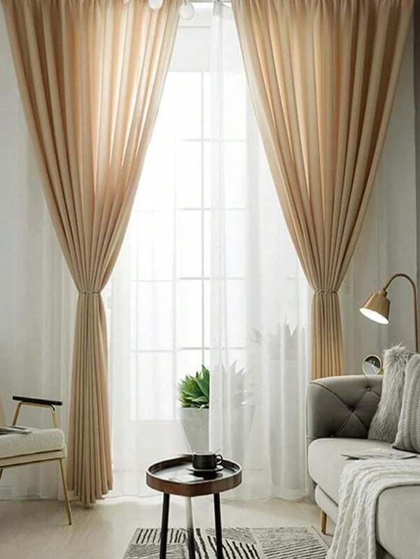 1pc European Style Modern Simple Sheer Curtain With Eyelet, Light Blocking, For Living Room