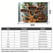 1 pieza Estantería en forma de árbol 2D con plantas verdes y luces de hilo - Rústico otoñal, perfecto para rincones de lectura acogedores, fondos de fiesta y accesorios de fotografía, disponible en varios tamaños, decoración de libros